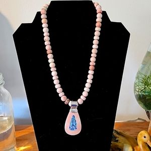 Pink Opal pendant necklace. Has a matching ring!!